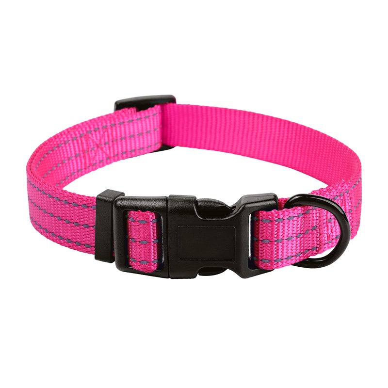 Mile High Life Dog Collar | Nylon Reflective Dog Collars | Light Weight Puppy Collars | Pink Dog Collars for Small Dogs (Solid Pink, X-Small) - Image 1